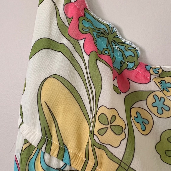 Fleurish floral multi color summer dress On straps. Size L - Picture 6 of 9